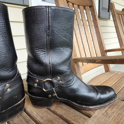 Mens 11 D Black Frye Harness Boots Western Made In USA