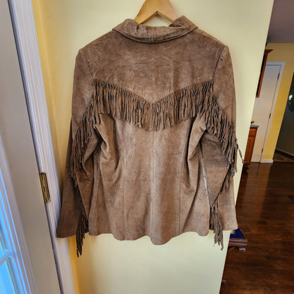 NWT Denim & Co. Jacket Womens Size Medium Carmel Suede Leather Western Wear