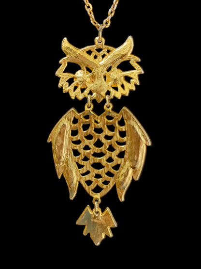 Large Vintage 1970s Articulated Gold Tone Cream Colored Necklace