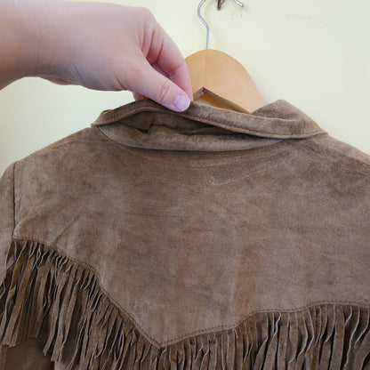 NWT Denim & Co. Jacket Womens Size Medium Carmel Suede Leather Western Wear