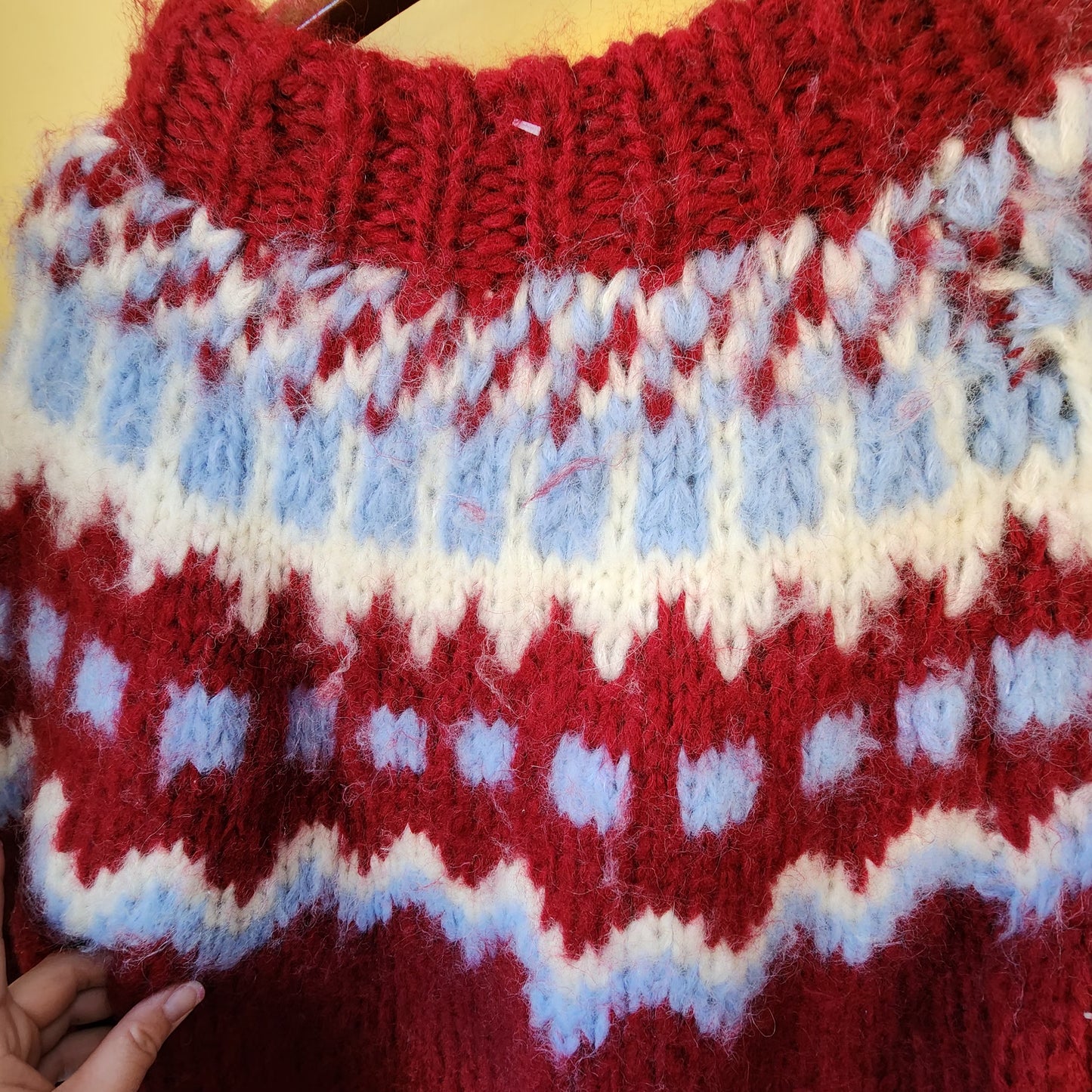 Vintage Fair Isle Chunky Handknit Italian Wool Sweater