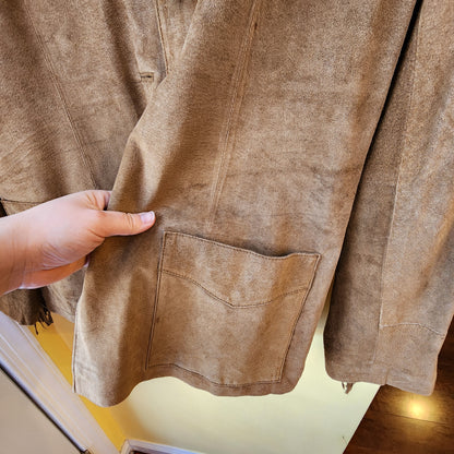 NWT Denim & Co. Jacket Womens Size Medium Carmel Suede Leather Western Wear