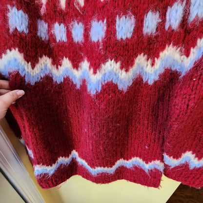 Vintage Fair Isle Chunky Handknit Italian Wool Sweater