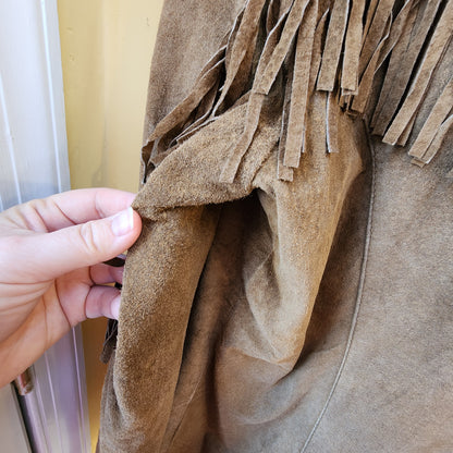 NWT Denim & Co. Jacket Womens Size Medium Carmel Suede Leather Western Wear