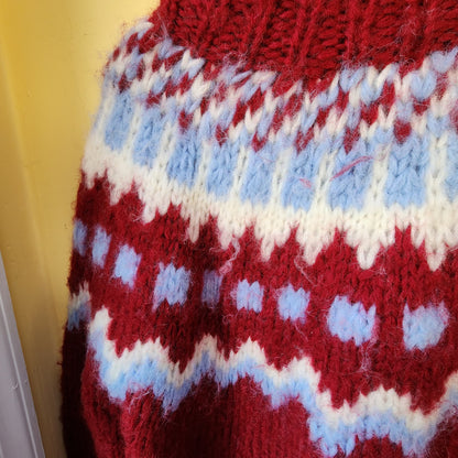 Vintage Fair Isle Chunky Handknit Italian Wool Sweater