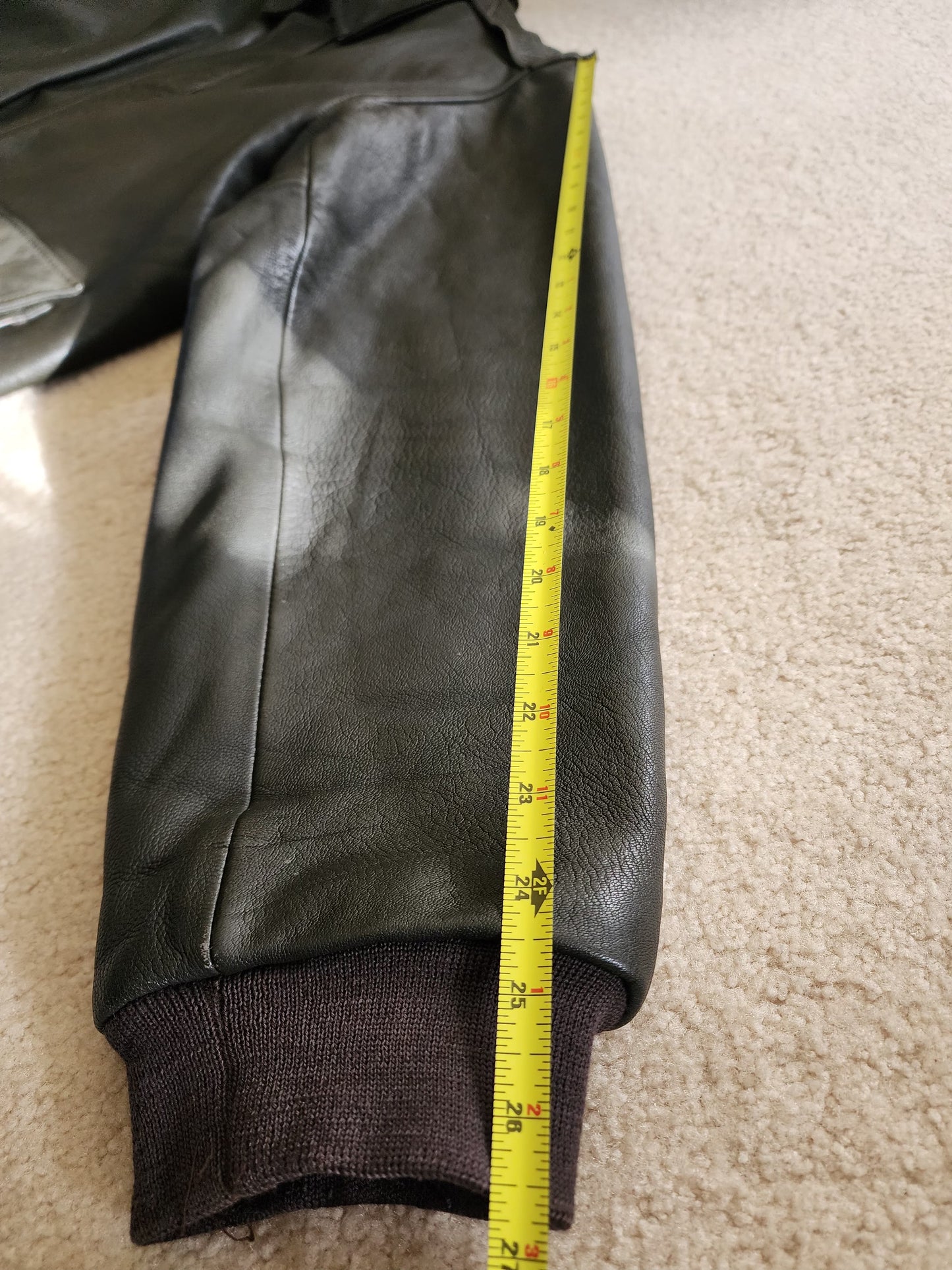 Vintage L.L. Bean 2X Tall Goatskin Leather Bomber Jacket Green/Brownish Aviator