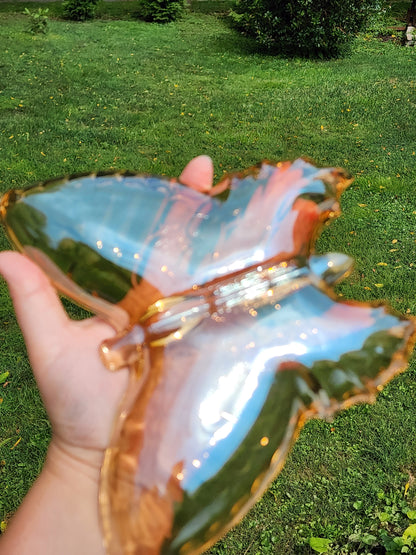 1960's Jeannette Glass Lusterware Butterfly Dish
