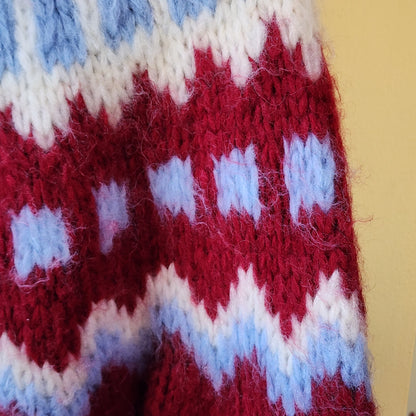 Vintage Fair Isle Chunky Handknit Italian Wool Sweater