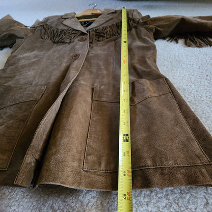 NWT Denim & Co. Jacket Womens Size Medium Carmel Suede Leather Western Wear