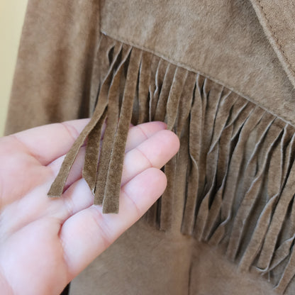 NWT Denim & Co. Jacket Womens Size Medium Carmel Suede Leather Western Wear