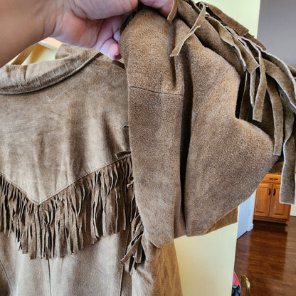 NWT Denim & Co. Jacket Womens Size Medium Carmel Suede Leather Western Wear