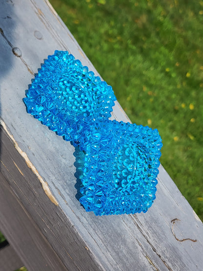 Vintage Fenton Square Blue Hobnail Glass Salt Cellar/Tea Light Holders