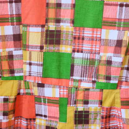 Vintage 70s Size XS Orange Yellow Green Patchwork Shorty Romper Playsuit Jumpsuit