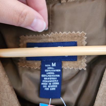 NWT Denim & Co. Jacket Womens Size Medium Carmel Suede Leather Western Wear