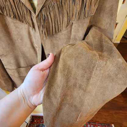 NWT Denim & Co. Jacket Womens Size Medium Carmel Suede Leather Western Wear