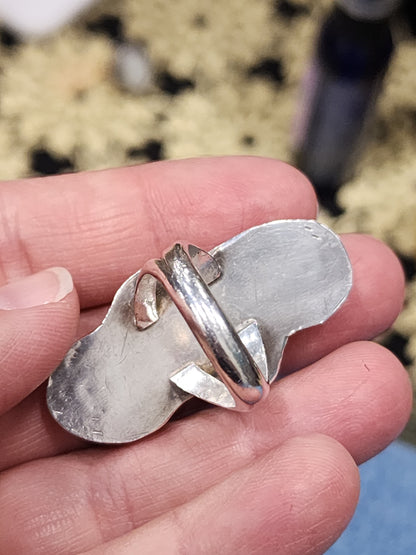 Vintage sterling silver turquoise coral ring size 7.25