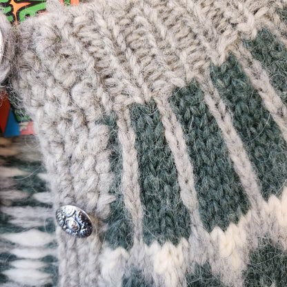 Vintage Handknit Icelandic Wool Cardigan Sweater Medium