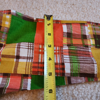 Vintage 70s Size XS Orange Yellow Green Patchwork Shorty Romper Playsuit Jumpsuit