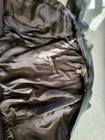 Vintage L.L. Bean 2X Tall Goatskin Leather Bomber Jacket Green/Brownish Aviator