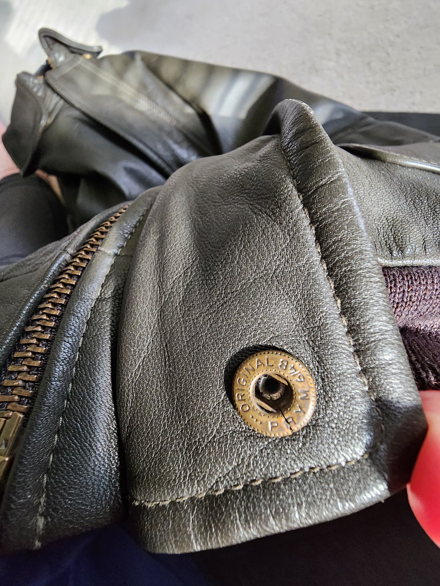 Vintage L.L. Bean 2X Tall Goatskin Leather Bomber Jacket Green/Brownish Aviator