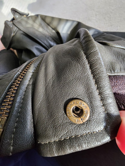 Vintage L.L. Bean 2X Tall Goatskin Leather Bomber Jacket Green/Brownish Aviator