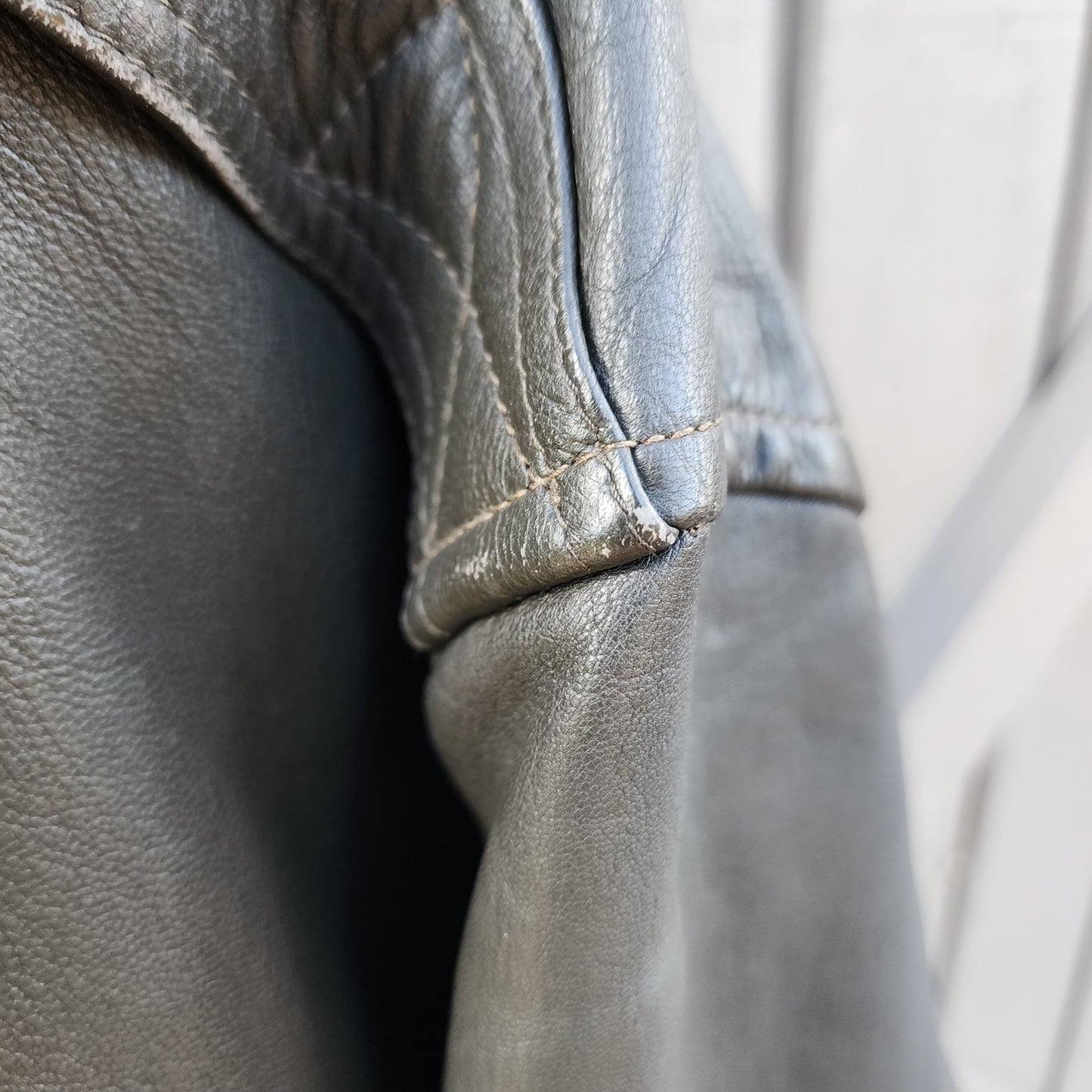 Vintage L.L. Bean 2X Tall Goatskin Leather Bomber Jacket Green/Brownish Aviator