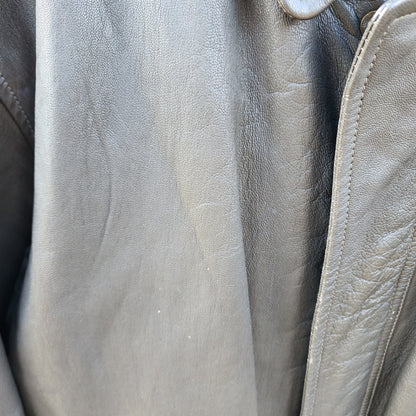 Vintage L.L. Bean 2X Tall Goatskin Leather Bomber Jacket Green/Brownish Aviator