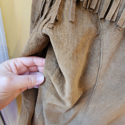 NWT Denim & Co. Jacket Womens Size Medium Carmel Suede Leather Western Wear
