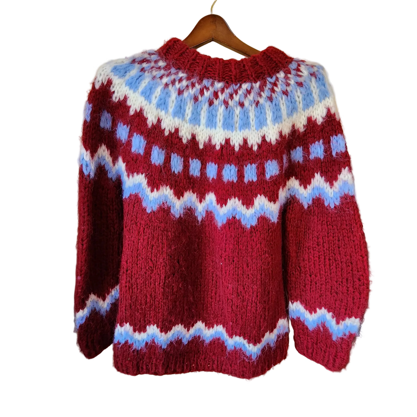 Vintage Fair Isle Chunky Handknit Italian Wool Sweater