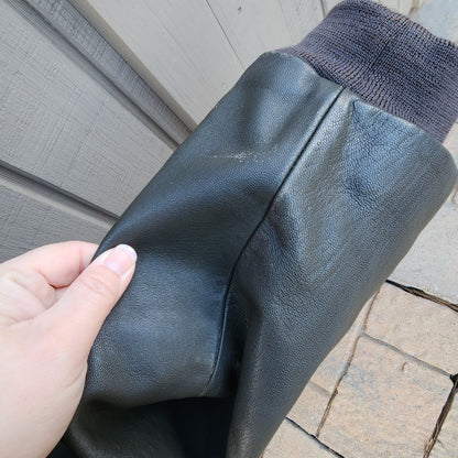 Vintage L.L. Bean 2X Tall Goatskin Leather Bomber Jacket Green/Brownish Aviator