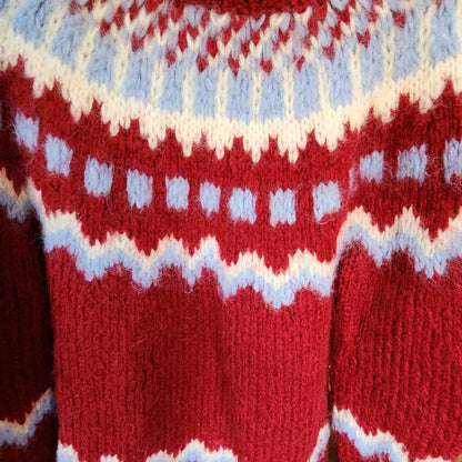 Vintage Fair Isle Chunky Handknit Italian Wool Sweater