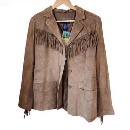 NWT Denim & Co. Jacket Womens Size Medium Carmel Suede Leather Western Wear