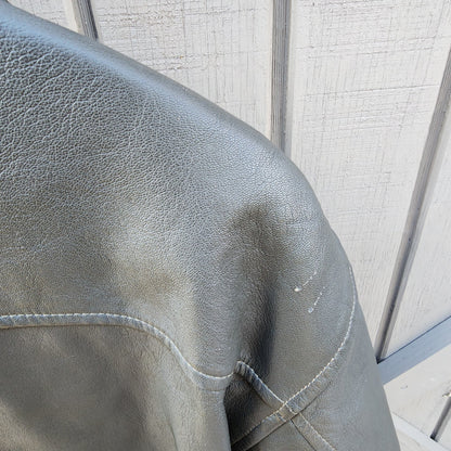 Vintage L.L. Bean 2X Tall Goatskin Leather Bomber Jacket Green/Brownish Aviator