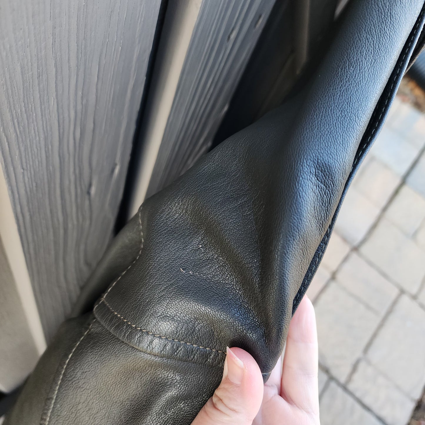 Vintage L.L. Bean 2X Tall Goatskin Leather Bomber Jacket Green/Brownish Aviator