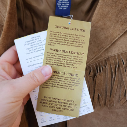 NWT Denim & Co. Jacket Womens Size Medium Carmel Suede Leather Western Wear