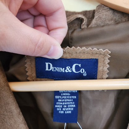 NWT Denim & Co. Jacket Womens Size Medium Carmel Suede Leather Western Wear