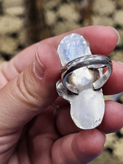 Vintage sterling silver turquoise coral ring size 7.25