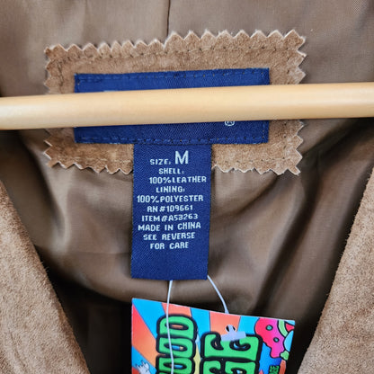 NWT Denim & Co. Jacket Womens Size Medium Carmel Suede Leather Western Wear