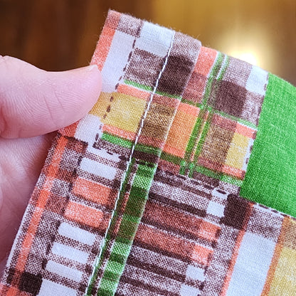 Vintage 70s Size XS Orange Yellow Green Patchwork Shorty Romper Playsuit Jumpsuit