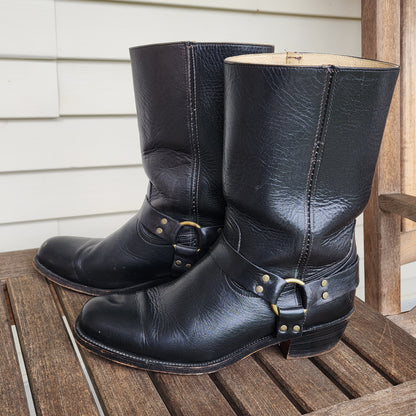 Mens 11 D Black Frye Harness Boots Western Made In USA
