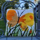 Ramblewood Vintage 60s/70s Orange Yellow Butterfly Pillow With Green Velvet