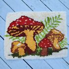 Vintage 1970s Mushroom Latch Hook Wall Hanging Or Rug - Mushroom Home Decor