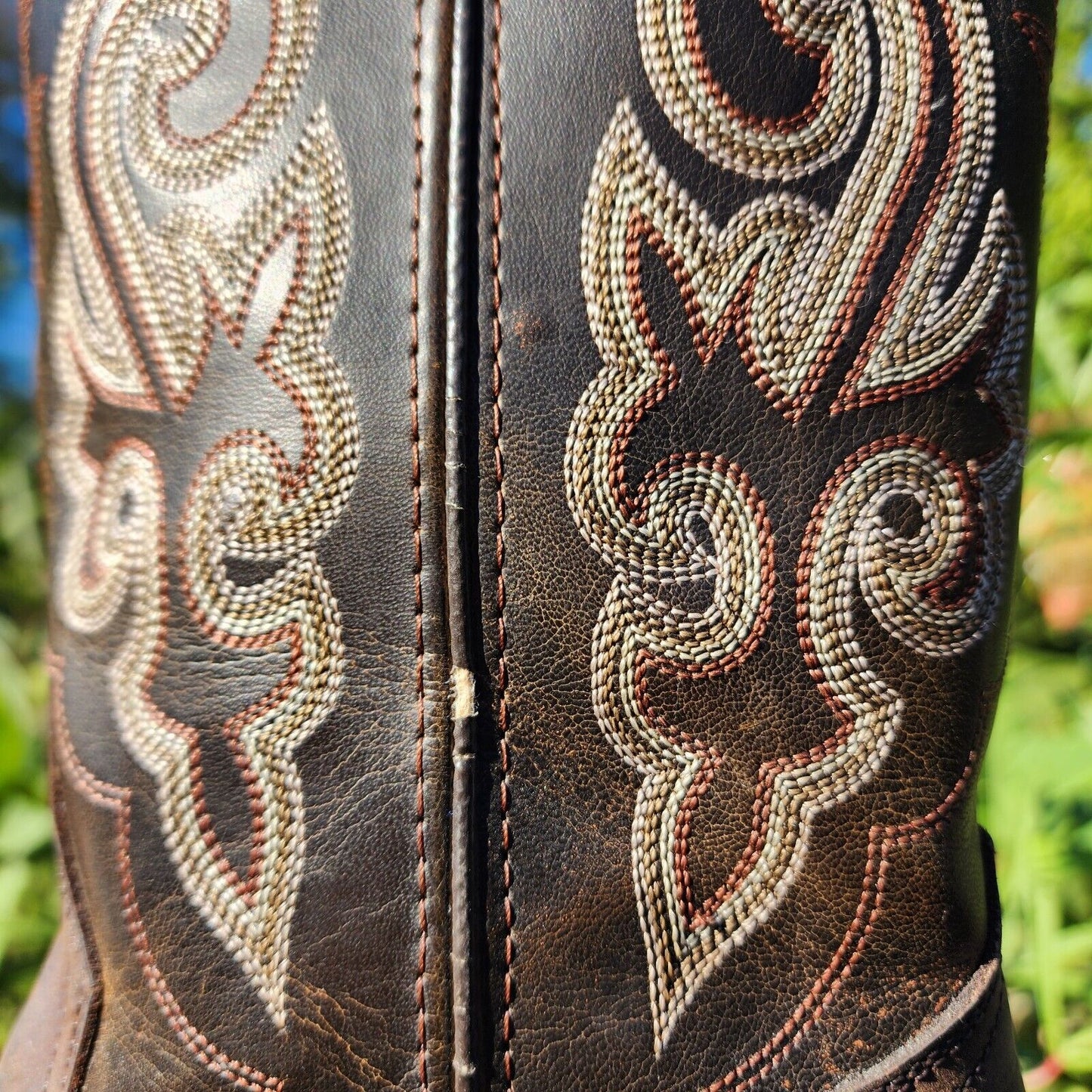 *Second Hand* Women's 8.5 Double H Western Cowboy Boot Brown Country Leather Boot Pre-owned