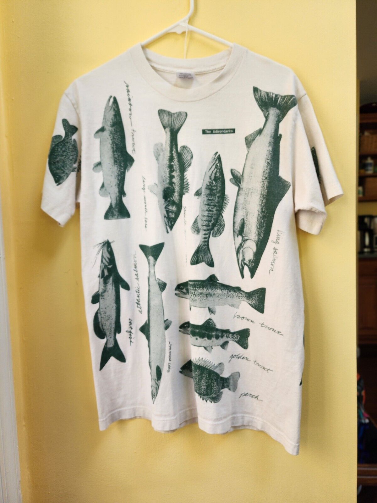 Vintage 1993 Painted Lady Fish All Over Print T-Shirt Large Bass Catfish Trout