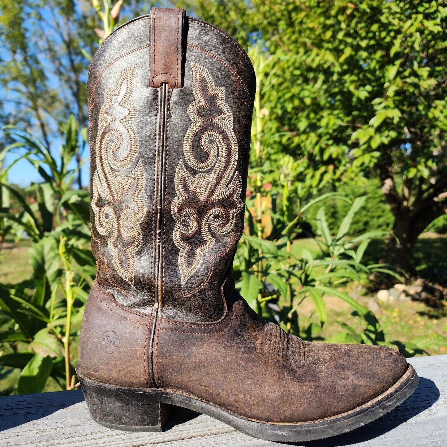 *Second Hand* Women's 8.5 Double H Western Cowboy Boot Brown Country Leather Boot Pre-owned