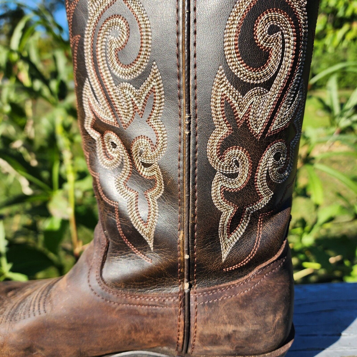 *Second Hand* Women's 8.5 Double H Western Cowboy Boot Brown Country Leather Boot Pre-owned