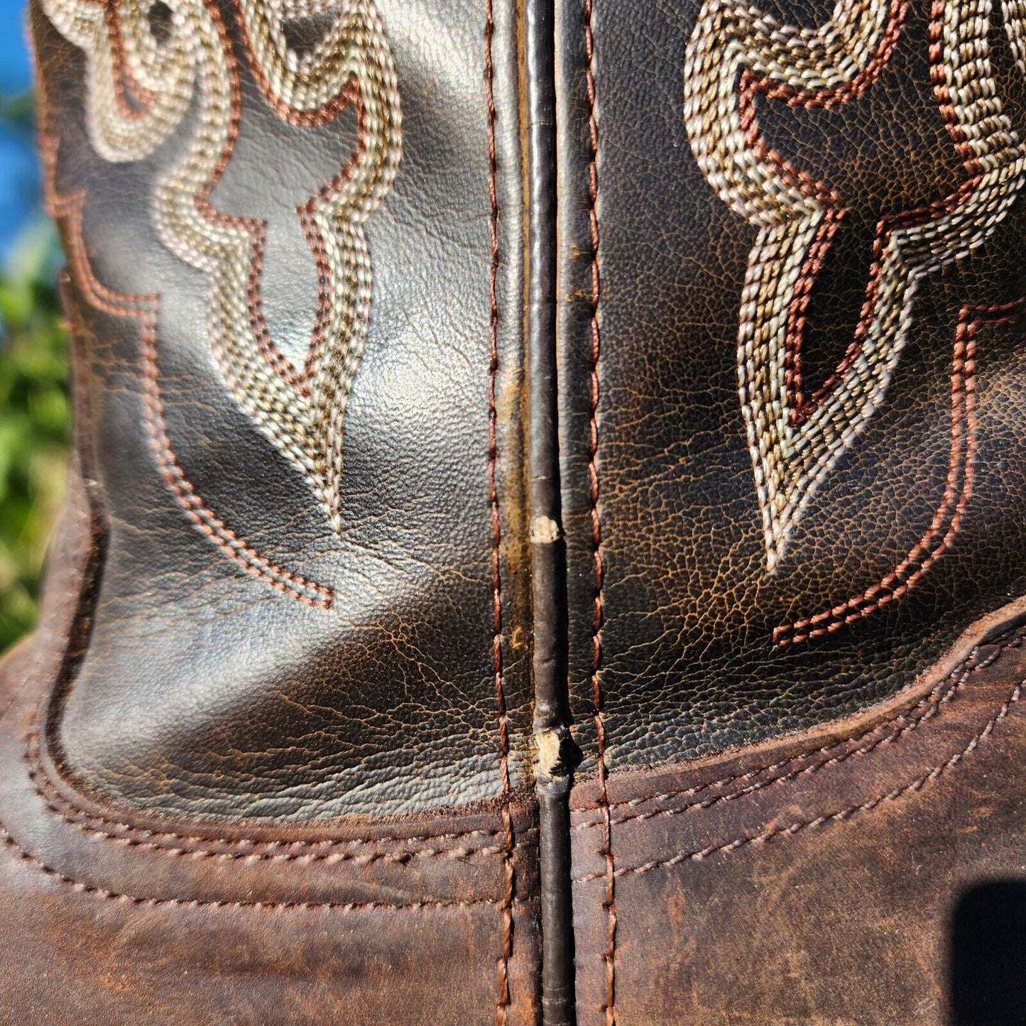 *Second Hand* Women's 8.5 Double H Western Cowboy Boot Brown Country Leather Boot Pre-owned