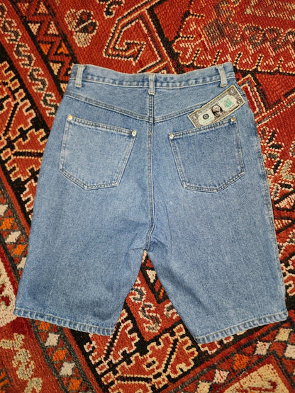Vintage RARE Y2K Dollar Bills Jeantonic Money Shorts Denim Jean Waist Size 29"