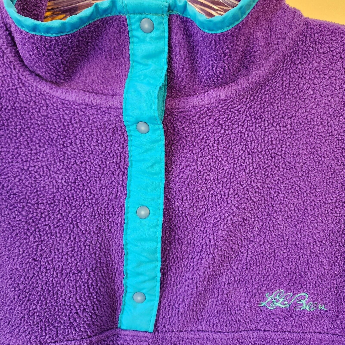 Vintage L.L.Bean 1/4 Snap Fleece Pullover Womens Large Purple Sweater Jacket 90s