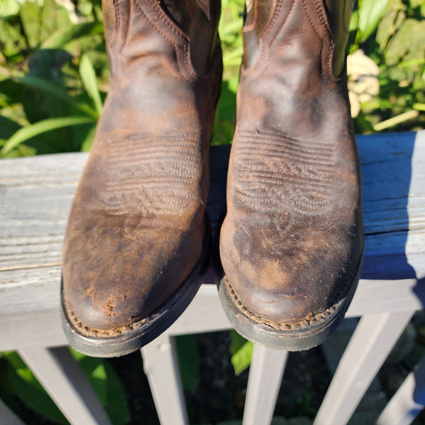 *Second Hand* Women's 8.5 Double H Western Cowboy Boot Brown Country Leather Boot Pre-owned